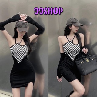 JJ shop 💜พร้อมส่ง ชุดเดรส  ดีเทลสาย3เส้น ไหมพรม แถมปลอกแขนเท่ๆ  "81079"