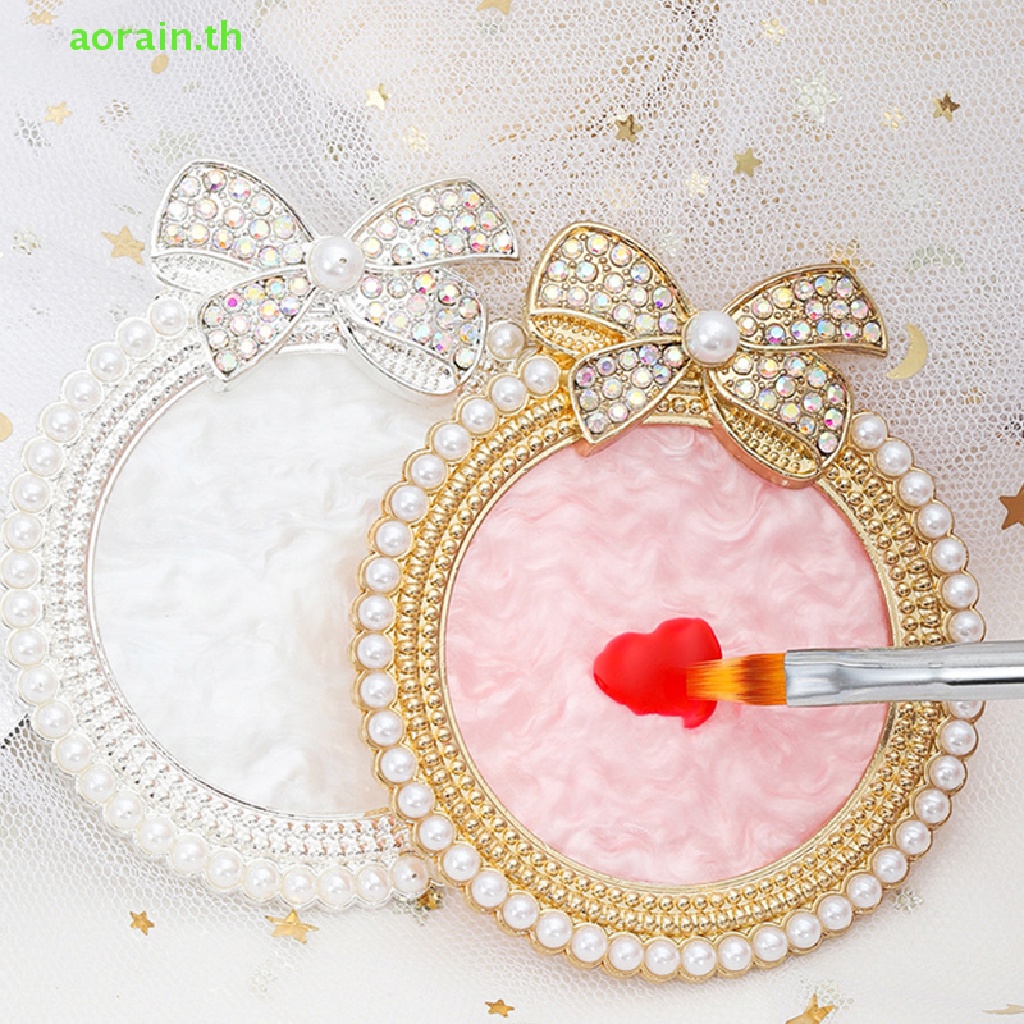 # Aorain.th # จานสีเรซิ่น ประดับโบว์ ไข่มุก สําหรับตกแต่งเล็บ