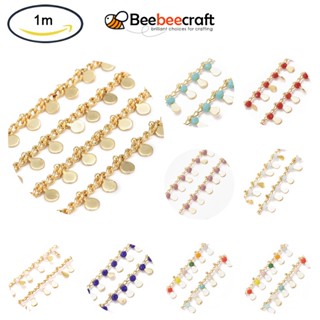 Beebeecraft สายโซ่ทองเหลือง ชุบทองแท้ 18K 3x2x1 มม. ยาว 1 ม. แฮนด์เมด