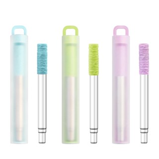 หลอดดูดน้ํา สเตนเลส 304 ยืดหดได้ แบบพกพา พับได้ ชานม ฟางซิลิโคน วงกลม FDA หลอดสแตนเลส
