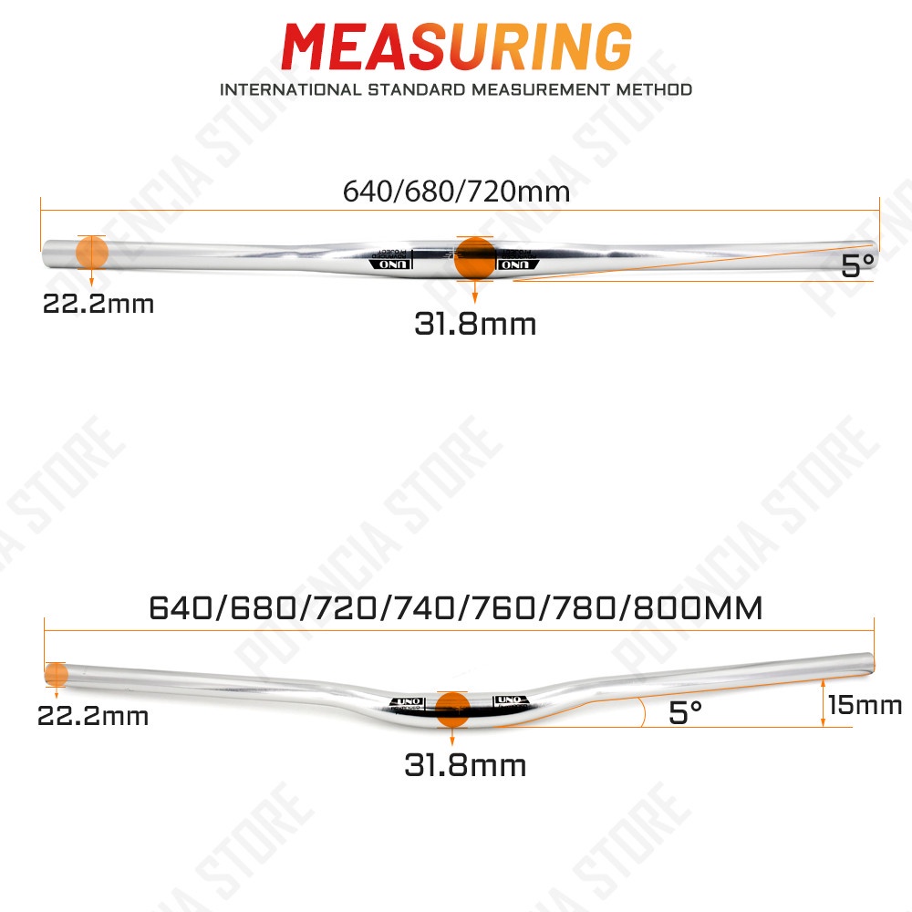 UNO จักรยานHandlebar Matteสีดํา/Bright Silver Mtb Handlebar Fitสําหรับ 25.4/31.8 มม.จักรยานStemอุปกรณ์เสริม - รูปที่ 6