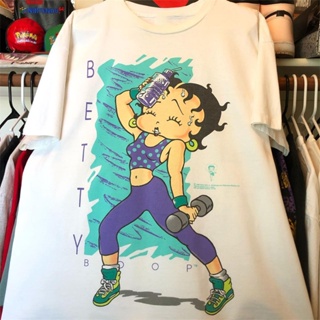 Betty boop Miss Betty Doll เสื้อคอกลม แขนสั้น ผ้าฝ้าย พิมพ์ลาย ทรงหลวม