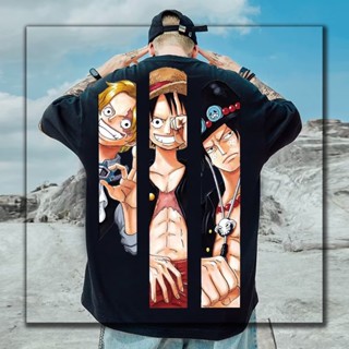  ใหม่เอี่ยมเสื้อยืดสําหรับผู้ชาย❦I.Anime รูปแบบขนาดใหญ่ One Piece เสื้อกราฟิกคลาสสิกหลวมเสื้อยืดขนาดใหญ่ bAR