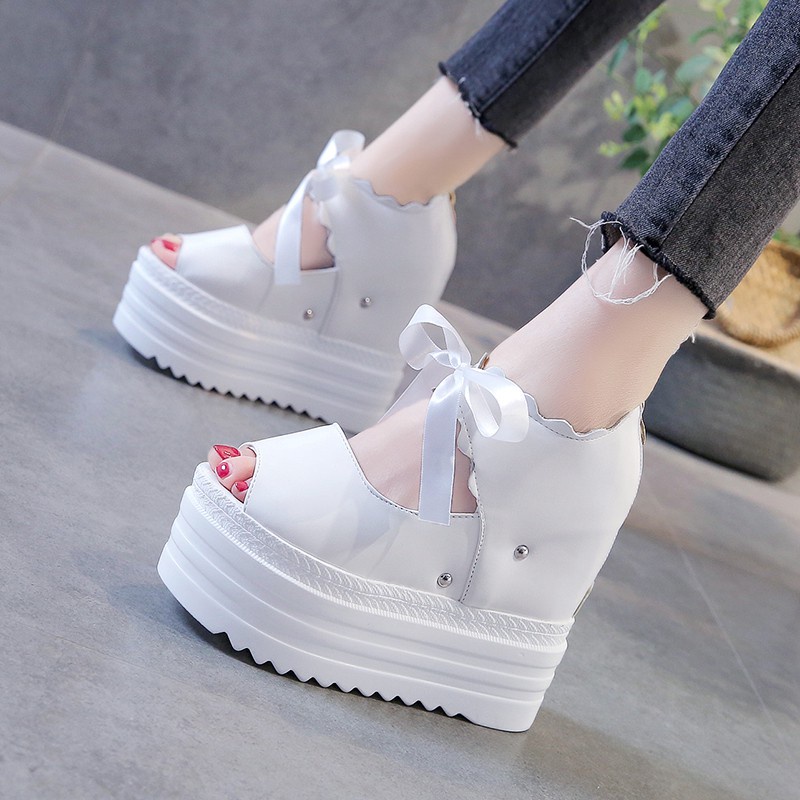 [CS647]🍊ส้นตึก (ดำ,ขาว) Sz.35-39  ส้นสูง12.5cm/5นิ้ว ☘พรีออเดอร์