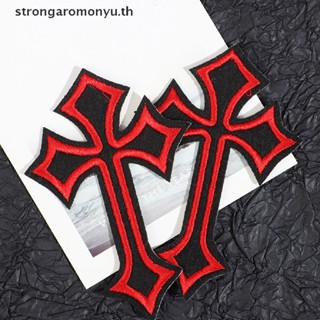 Strongaromonyu แผ่นแพทช์ ปักลายไม้กางเขน สําหรับตกแต่งเสื้อผ้า 2 ชิ้น