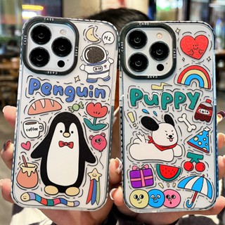 เคสโทรศัพท์มือถือ กันกระแทก ลายกราฟฟิตี้สุนัข เพนกวิน เสือ สําหรับ Apple Iphone 14pro max 13 11 14