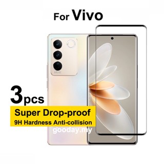 ฟิล์มกระจกนิรภัยกันรอยหน้าจอ แบบเต็มจอ สําหรับ Vivo V27 V27 V27E V25 Pro V25 V23 5G V25e V23e X90 X80 X70 Pro Plus Y22s Y35 Y16 Y77 Y55 Y76 5G Y01 3 ชิ้น