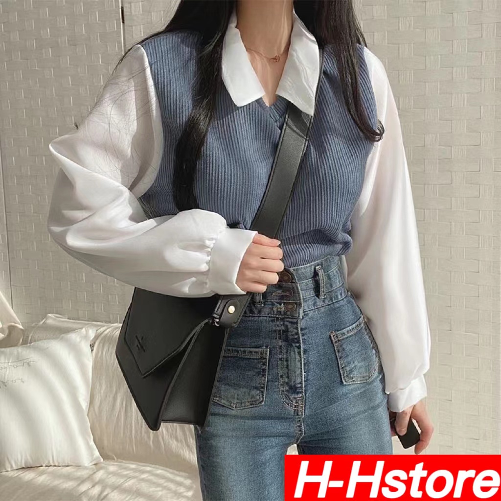 เสื้อยืดโปโล แขนยาว ทรงหลวม เข้ากับทุกการแต่งกาย สําหรับผู้หญิง【6890】
