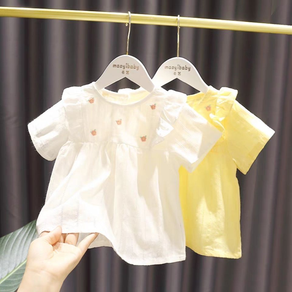 เสื้อเชิ้ตแขนสั้น ระบายอากาศได้ดี ลายดอกไม้ แฟชั่นฤดูร้อน สําหรับเด็ก