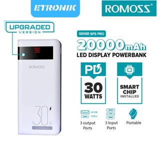 ETRONIK Romoss Sense 6PS Pro 20000 mAh Powerbank Original PD&amp;QC3.0 30W สองทางชาร์จเร็ว Power Bank