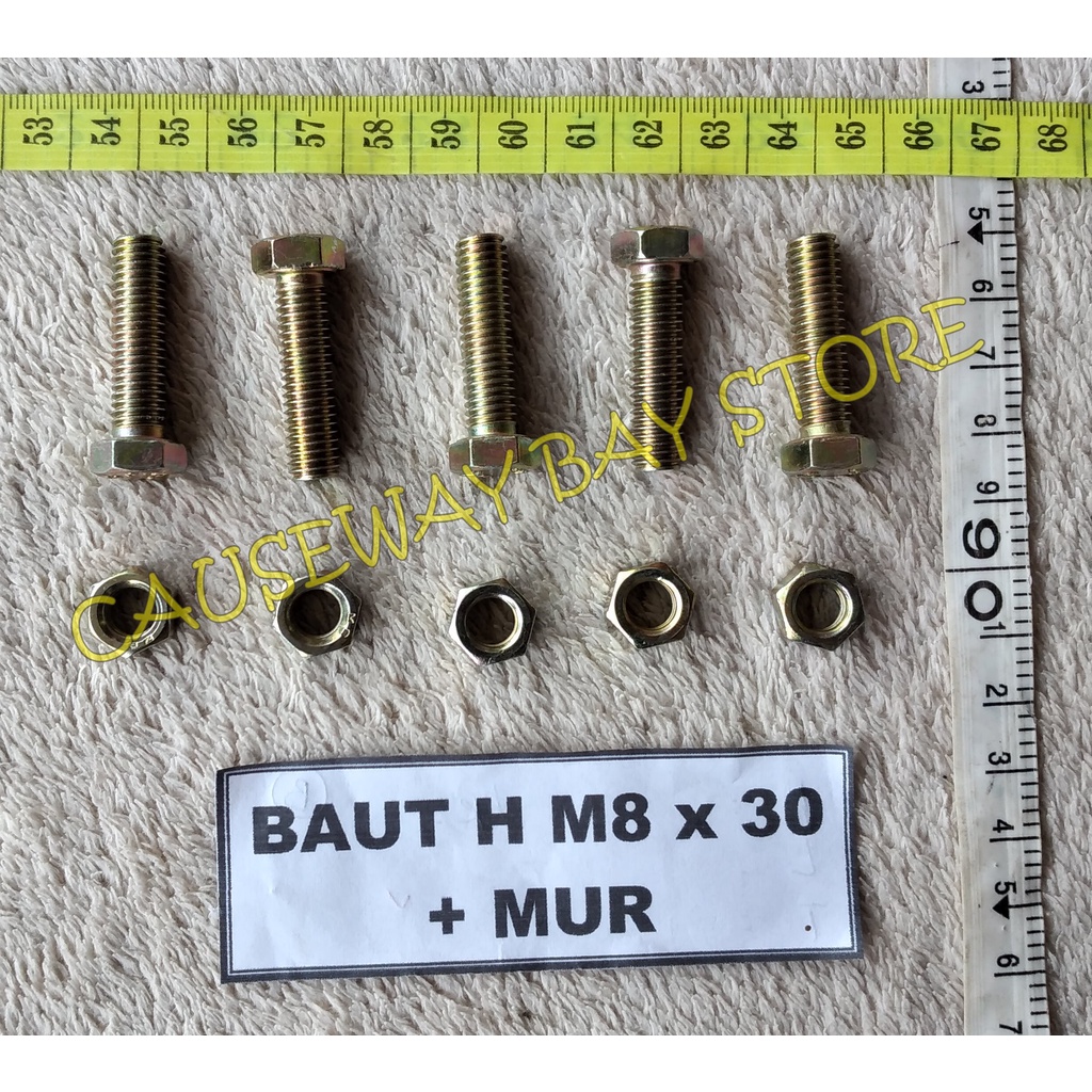 H-BOLT M8 x 30 + น็อต (1 ชุด)