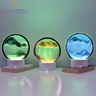 【COLORFUL】Moving Sand Art Flowing Sand Painting 3D Natural Replacement Part Table Lamp