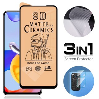 3in1 ฟิล์มกันรอยหน้าจอ แบบเต็มจอ สําหรับ Xiaomi Mi Redmi Note A A+ 12 12T 11 11s 10 10s 9 9s 8 7 Pro 9A 9C 11T Lite Poco X3 M3 F3 M4 M5 X4 X5 GT 9D