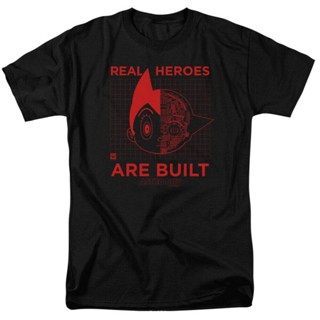 เสื้อยืดแขนสั้น ผ้าฝ้าย 100% พิมพ์ลาย Astro Boy Real Heroes Are Built Licensed แฟชั่นฤดูร้อน สําหรับผู้ใหญ่_02