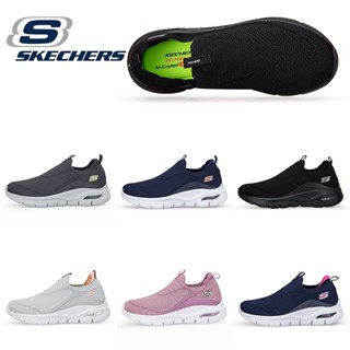 Skechers_ Arch-Fit รองเท้าผ้าใบลําลอง ส้นแบน ผ้าตาข่าย เหมาะกับการวิ่ง เล่นกีฬา สีดํา ฟ้า ชมพู เทา สําหรับสตรี ผู้ชาย