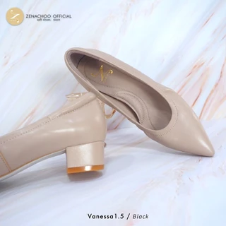 พร้อมส่ง ทรงใหญ่ลด 1 ไซส์ เปลี่ยนไซส์ได้ ไม่รับคืน Zenachoo รุ่น Vanessa1.5 สูง 1 นิ้วครึ่ง รองเท้าหนังแกะแท้หัวแหลม ...