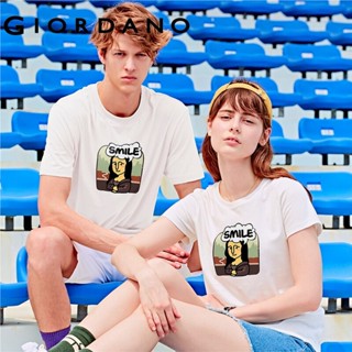 Giordano Men Women T-Shirts Couple Tshirt BOBO Series Tshirt Funny T Shirt White Tops Print Graphic Smile Free Shipping