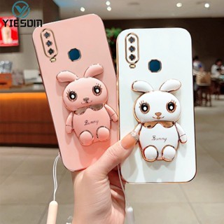 เคสโทรศัพท์มือถือ แบบพับได้ ลายกระต่าย พร้อมขาตั้ง สําหรับ Vivo Y17 Y15 Y12 Y51 Y51A Y53S Y31 Y50 Y30i Y95 Y91 Y93 Y91C Y1S Y71 Y85 Y19 V9