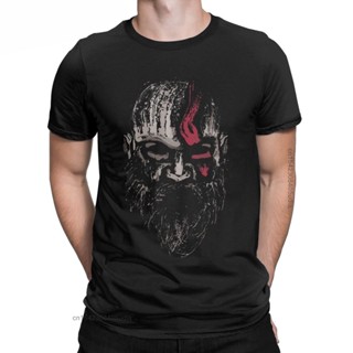 Warrior Kratos Tshirt For Men Vintage Pure Cotton Graphic T Shirts God Of War Short Sleeve Clothing Graphic Printed_02