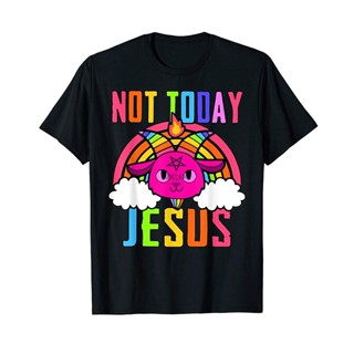 Not Today Baphomet Jesus Kawaii Cute Religious Atheist Goth T-Shirt Tops Tee_04