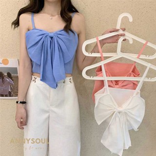 เสื้อสายเดี่ยวผูกโบว์  หน้าสุดน่ารัก Bowknot camisole ผู้หญิงการออกแบบความรู้สึก