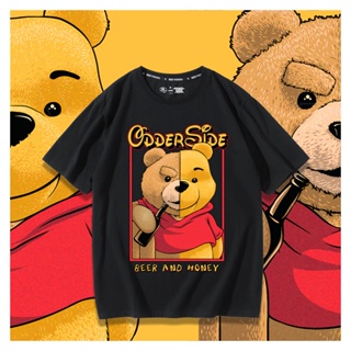 Ted Bear Joint Winnie The Pooh Short-sleeved Fun Spoof Teddy Bear Loose Men and Women Couple T-shirt Ins Tide_02