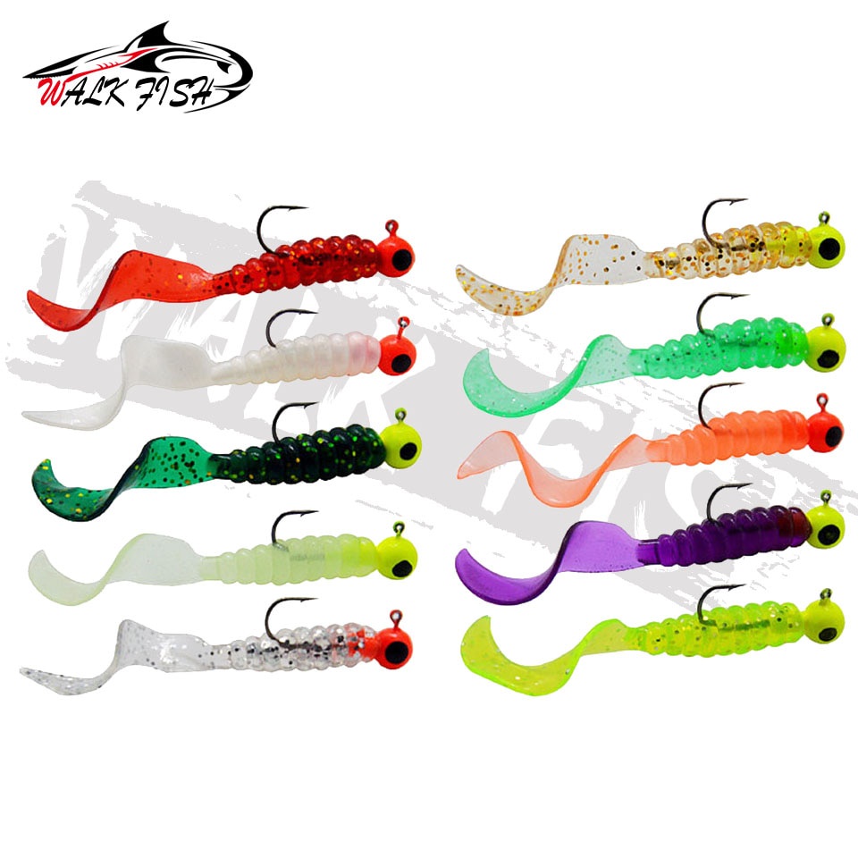 Walk FISH เหยื่อตกปลาซิลิกา รูปหนอน หางนิ่ม 6 ซม. 3.5 กรัม 4 ชิ้น — صورة 3