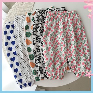 New cool air-conditioned clothing baby mosquito-proof summer sun-proof thin children floral girls knickerbockers full-flowered pajamas