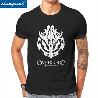 เสื้อยืดผู้ชาย เสื้อยืดแขนสั้น คอกลม ผ้าฝ้าย พิมพ์ลายอนิเมะตลก Overlord Ainz Ooal สําหรับผู้ชาย