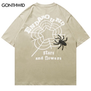 Hip Hop เสื้อยืด2023 Harajuku Spider พิมพ์ Punk Gothic Tshirt ฤดูร้อนแฟชั่นสบายๆผ้าฝ้ายแขนสั้น Tee Tops