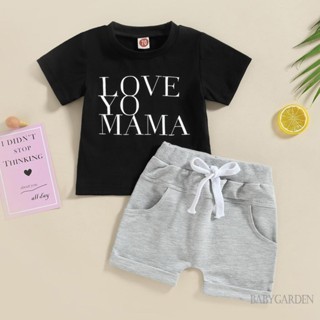 Babygarden-0-3years ชุดเสื้อยืด แขนสั้น พิมพ์ลายตัวอักษร และกางเกงขาสั้น เอวยางยืด สําหรับเด็กผู้ชาย