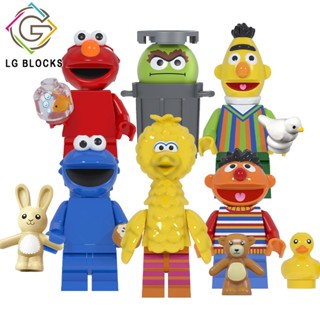 เลโก้ LG1003 ขายดี ทีวี การ์ตูนซีรีส์ Sesame Street Emie Bert Elmo Cookie Oscar Big Bird ฟิกเกอร์แอคชั่น ขนาดเล็ก บล็อกตัวต่อของเล่นเด็ก