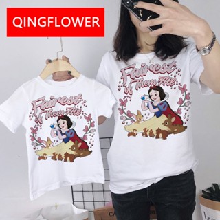 snow white TShirt BlouseFamily Set Outwear ibu ayah anak set keluarga Hari Keluarga sedondon Fashion summer Couple _03