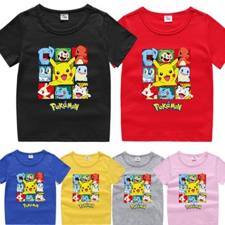 【Ready Stocks 】Pokemon Pikachu Baby Boy T-shirt Cartoon Kids Boy Girl T-shirt Cute Short Sleeve 100CM-160CM_07