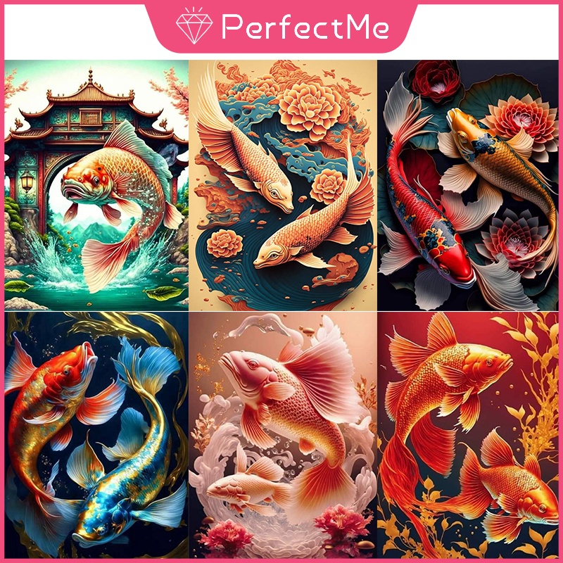 (พร้อมส่ง) ชุดงานจิตรกรรมเม็ดบีด ทรงเพชร คริสตัล รูปปลาทอง 5D ขนาด 30x40 ซม. สําหรับตกแต่งบ้าน DIY 1 ชุด 动物 5242