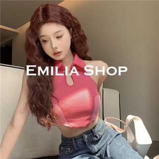 EMILIA SHOP เสื้อกล้ามครอป เสื้อแขนกุด สไตล์เกาหลีA20K0BK