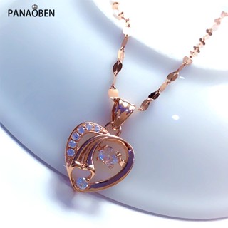 PANAOBEN♥จี้คริสตัล รูปหัวใจ สีม่วง ทอง 585 14K เครื่องประดับแฟชั่น สําหรับผู้หญิง คริสต์มาส สร้อยคอ สร้อยคอผู้ชาย