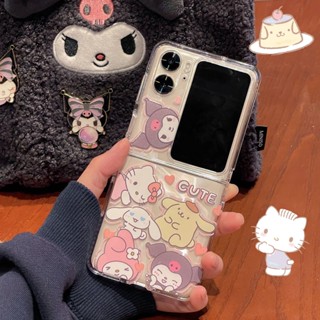 SANRIO 3in1 เคสโทรศัพท์มือถือแบบนิ่ม กันกระแทก ลายการ์ตูนซานริโอ้ เมโลดี้น่ารัก พร้อมสายสะพายข้าง สําหรับ OPPO Find N2