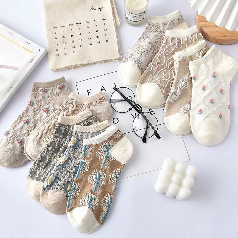 ถุงเท้าข้อสั้น แบบบาง เข้ากับทุกการแต่งกาย แฟชั่นฤดูใบไม้ผลิ และฤดูร้อน สไตล์ญี่ปุ่นเรโทร สําหรับผู้หญิง และนักเรียน - รูปที่ 5