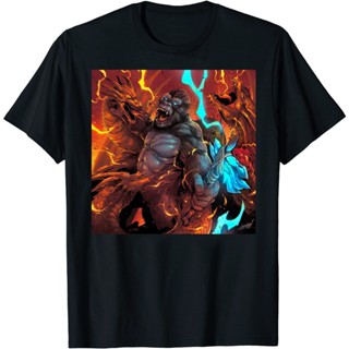 ♕Best Sale King Ghidorah Vs King Kong Movie Comics Colorful Painting Fashion Mens Design T-Shirt_01