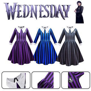 TV Kids Wednesday Addams The Addams Family Cosplay School Uniform Carnival Party Kids Girls Halloween Dress