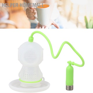 Helper HomeMall ซิลิโคนที่กรองชารูปนักประดาน้ำน่ารักรูปร่างหลวมใบชากรองชากระจายกรองพร้อมโซ่และถาดรองน้ำหยดสำหรับบ้าน