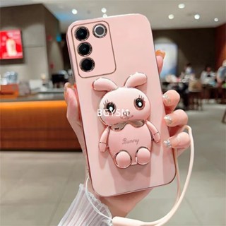 ใหม่ พร้อมส่ง เคสโทรศัพท์มือถือ กันกระแทก ปิดด้านหลัง ลายการ์ตูนกระต่ายน่ารัก พร้อมขาตั้ง พับได้ สําหรับ VIVO V29 5G X90 Pro V295G 2023