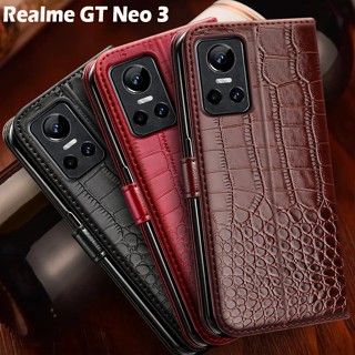 เคสโทรศัพท์มือถือหนัง ฝาพับแม่เหล็ก พร้อมช่องใส่บัตร สําหรับ Realme GT Neo 3 GT Neo3