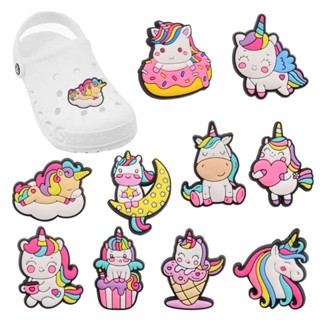 ของแท้ จี้รูปโดนัท ยูนิคอร์น Jibbitz My Little Pony Jibits Croc Charm สีรุ้ง สําหรับตกแต่งรองเท้าเด็ก