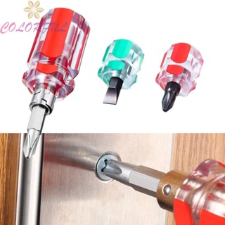 【COLORFUL】Screwdriver Short 2-in-1 3pcs Cross Head DIY Driver Flat Interchangeable