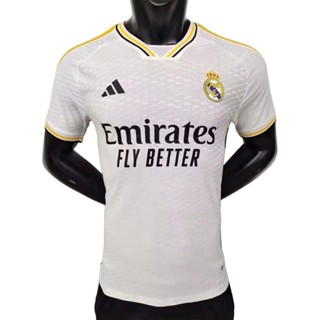 เสื้อกีฬาแขนสั้น ลายทีมฟุตบอล Real Madrid Player Version Home Jersey Benzema Modric Vinicius Rodrygo ปี 2023-24