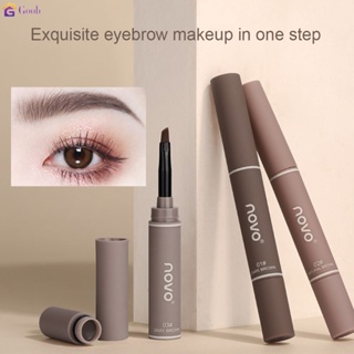 ครีมทาคิ้ว Novo กันน้ำกันเหงื่อไม่ซีดจาง แบบสองหัว ดินสอเขียนคิ้ว No Smudge Eyebrow Pencil Eyebrow Cream 【Goob】