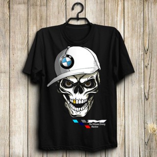 เสื้อยืดผู้ Xin1- [พร้อมส่ง] เสื้อยืดแขนสั้นลําลอง ผ้าฝ้าย 100% พิมพ์ลาย Bmw M Skull Us สีดํา พลัสไซซ์ ของขวัญวันเกิด สํ