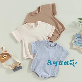 Aqq- ชุดรอมเปอร์ บอดี้สูท แขนสั้น สีพื้น ฤดูร้อน เสื้อผ้าเด็กแรกเกิด เด็กผู้ชาย เด็กผู้หญิง